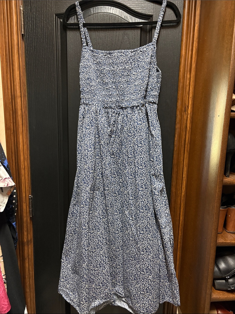 Blue Floral Smocked Sundress